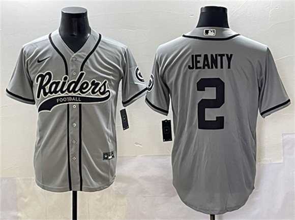 Men%27s Las Vegas Raiders #2 Ashton Jeanty Grey Cool Base Stitched Baseball Jerseys